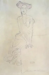 シーテッド・ウーマン、1908年（鉛筆とクレヨン）